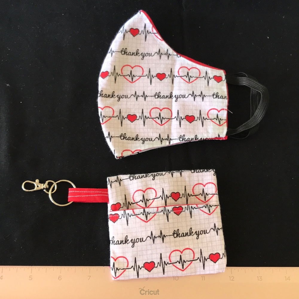Face mask with matching keychain holder